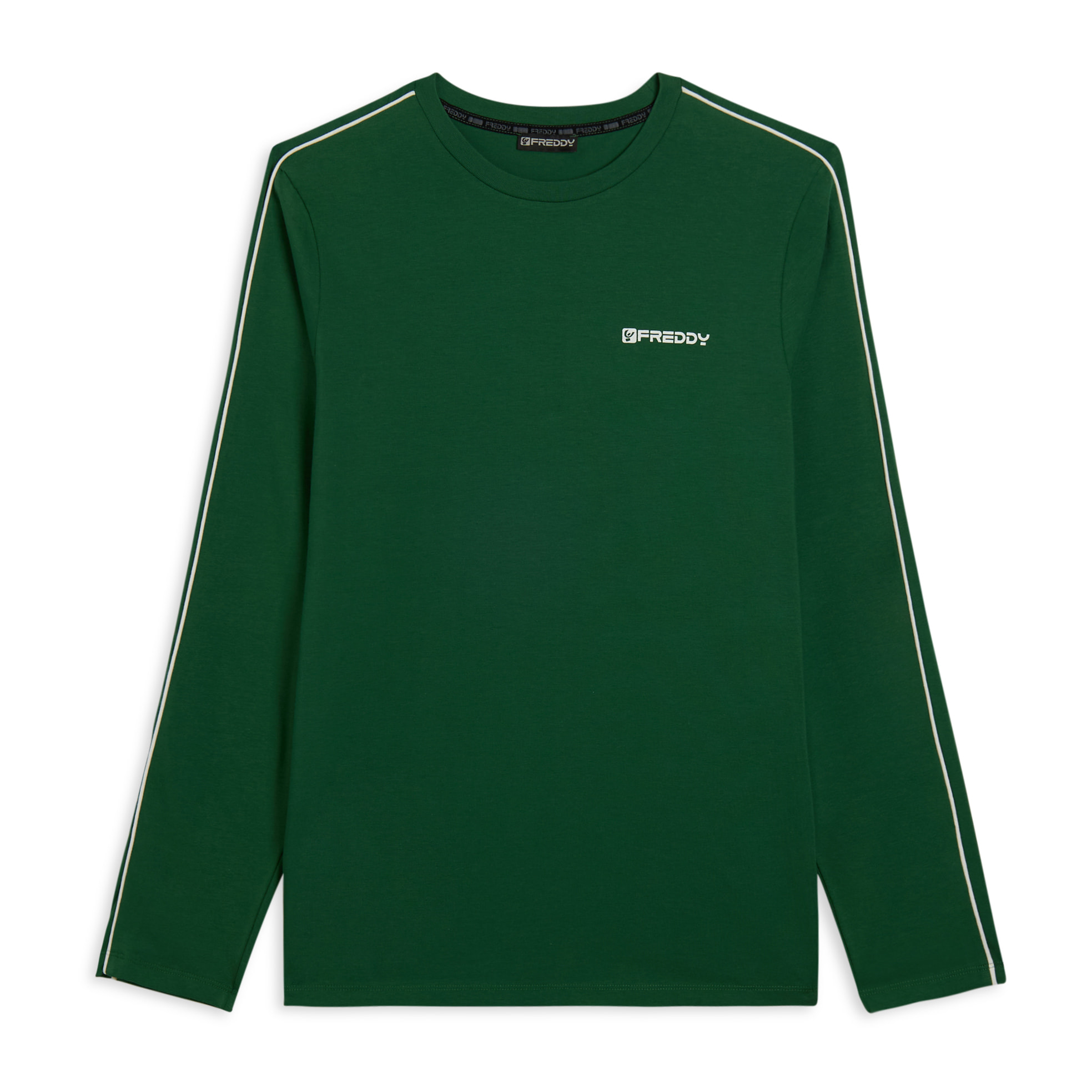 T-shirt manica lunga in jersey con cuciture a contrasto