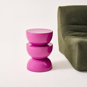 Table d'appoint, bout de canapé, table de chevet métal effet glossy Ø32 x H46,5cm COUMBA