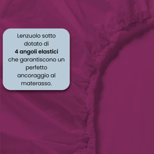 COMPLETO LETTO MAX COLOR, 100% Cotone, Made in Italy - FUCSIA