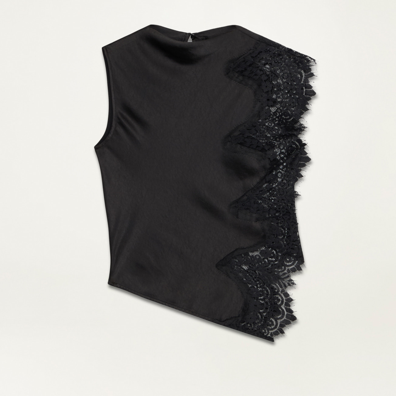Oltre - Top in raso e pizzo - Nero