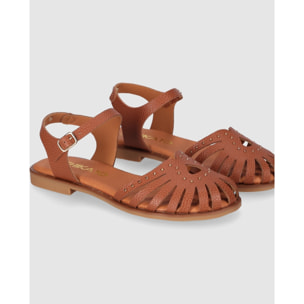 Sandalias de Piel - Cuero - Tacón: Bajo