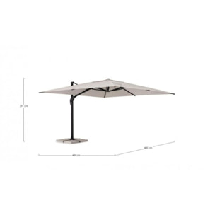 Ombrellone a sospensione ARIES con palo in alluminio e telo naturale 4x4
