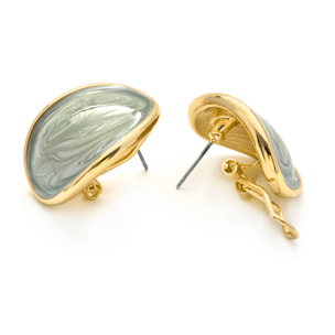 Pendientes de Lacado Verde acabado en oro amarillo 18k