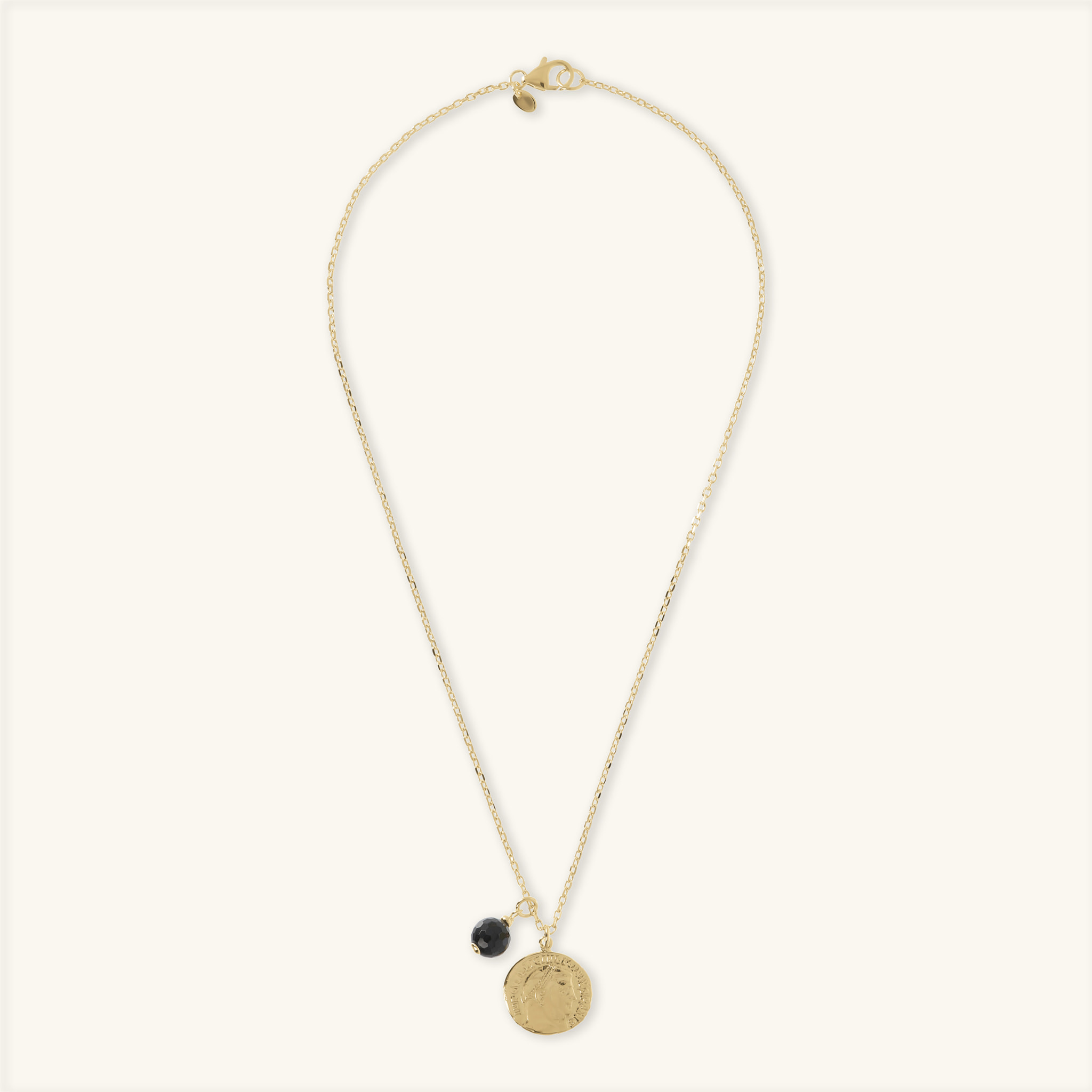 Collana con Pendente Moneta e Spinello Nero
