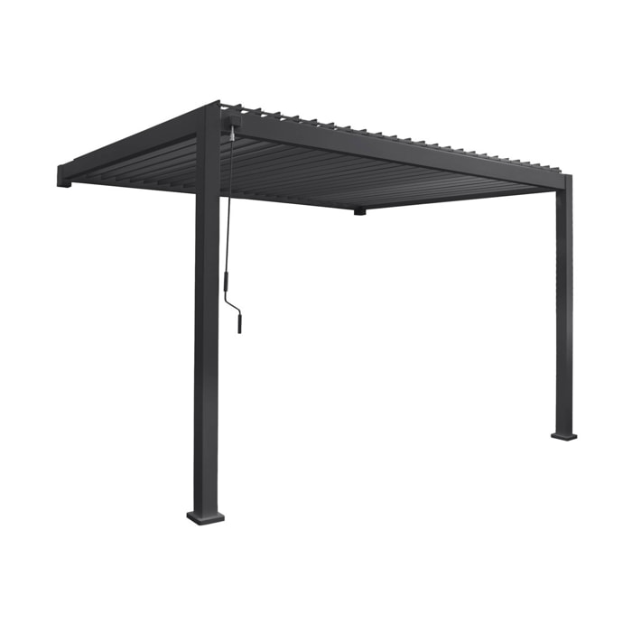 Pergola bioclimatique aluminium anthracite adossée lames orientables 4x3m Triomphe