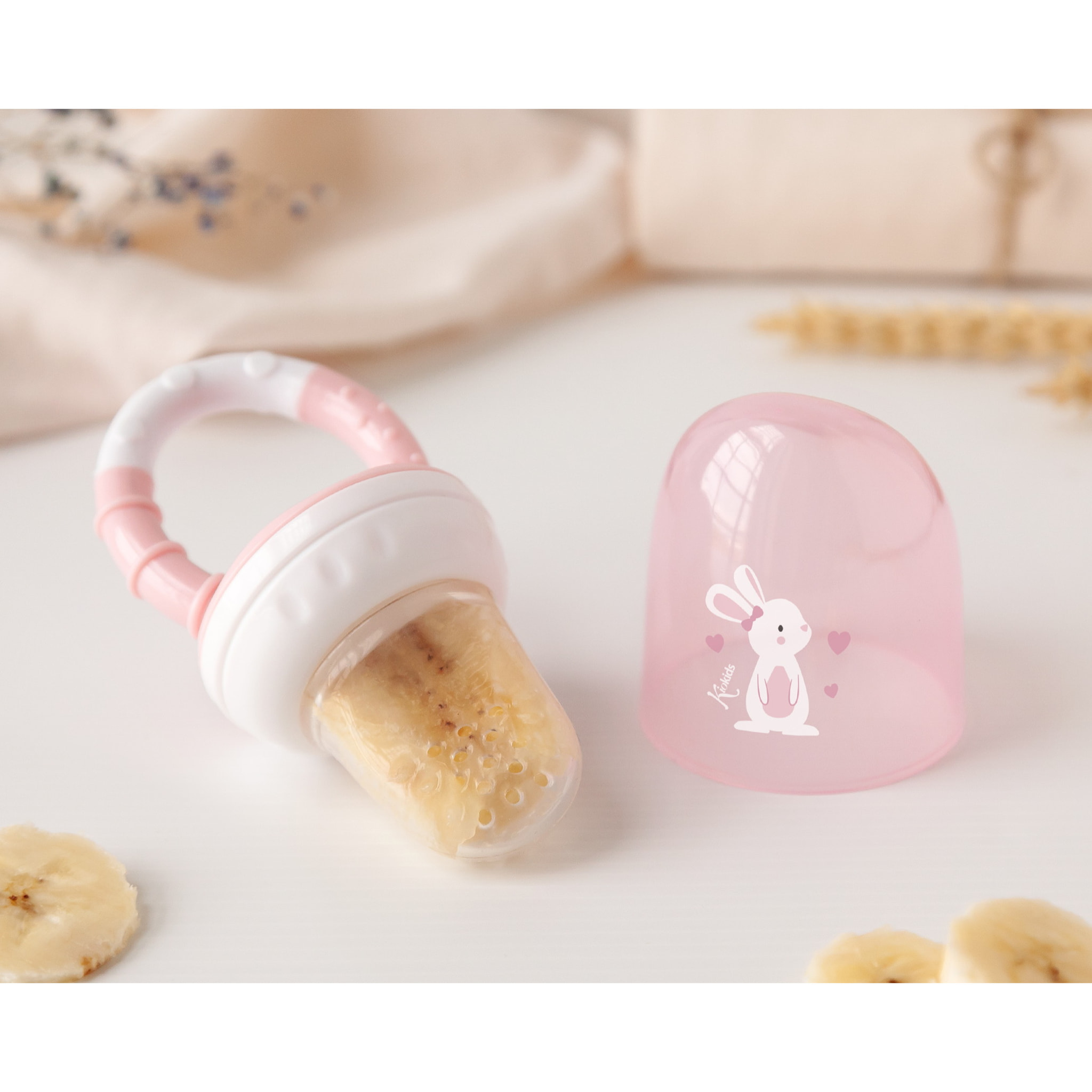 ALIMENTADOR ANTIAHOGO EN SILICONA CONEJITO ROSA