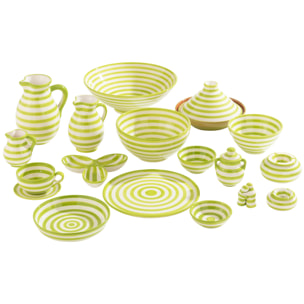 J-Line cendrier Granada Stripes - céramique - blanc/vert - large