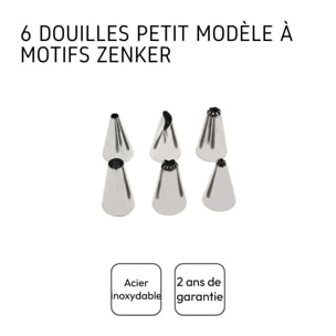 Lot de 6 douilles à pâtisserie en inox petit modèle Zenker Smart Pastry