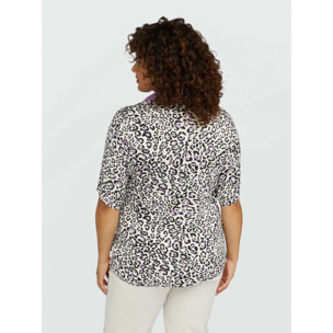 Fiorella Rubino - Camicia boxy con stampa animalier - Viola