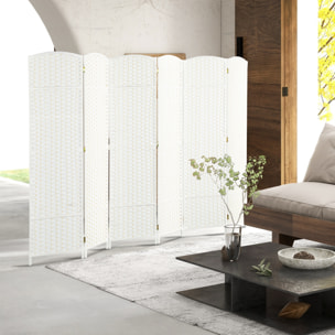 Biombo de 6 Paneles Separador de Ambientes Plegable 240x170 cm Biombo Separador de Ambientes para Salón Dormitorio Oficina Blanco