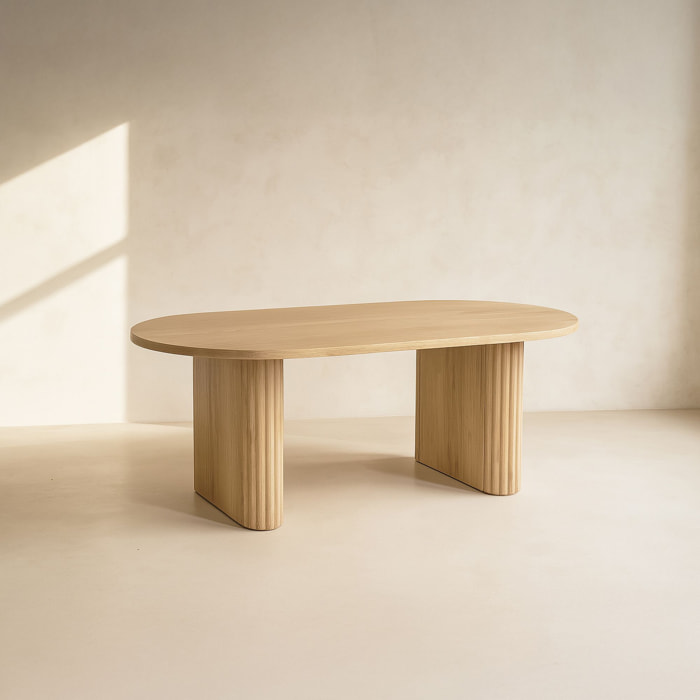 Table basse ovale en bois clair 110cm QUITO