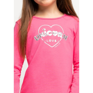 Maglietta a maniche lunghe per bambine in  con stampa di paillettes