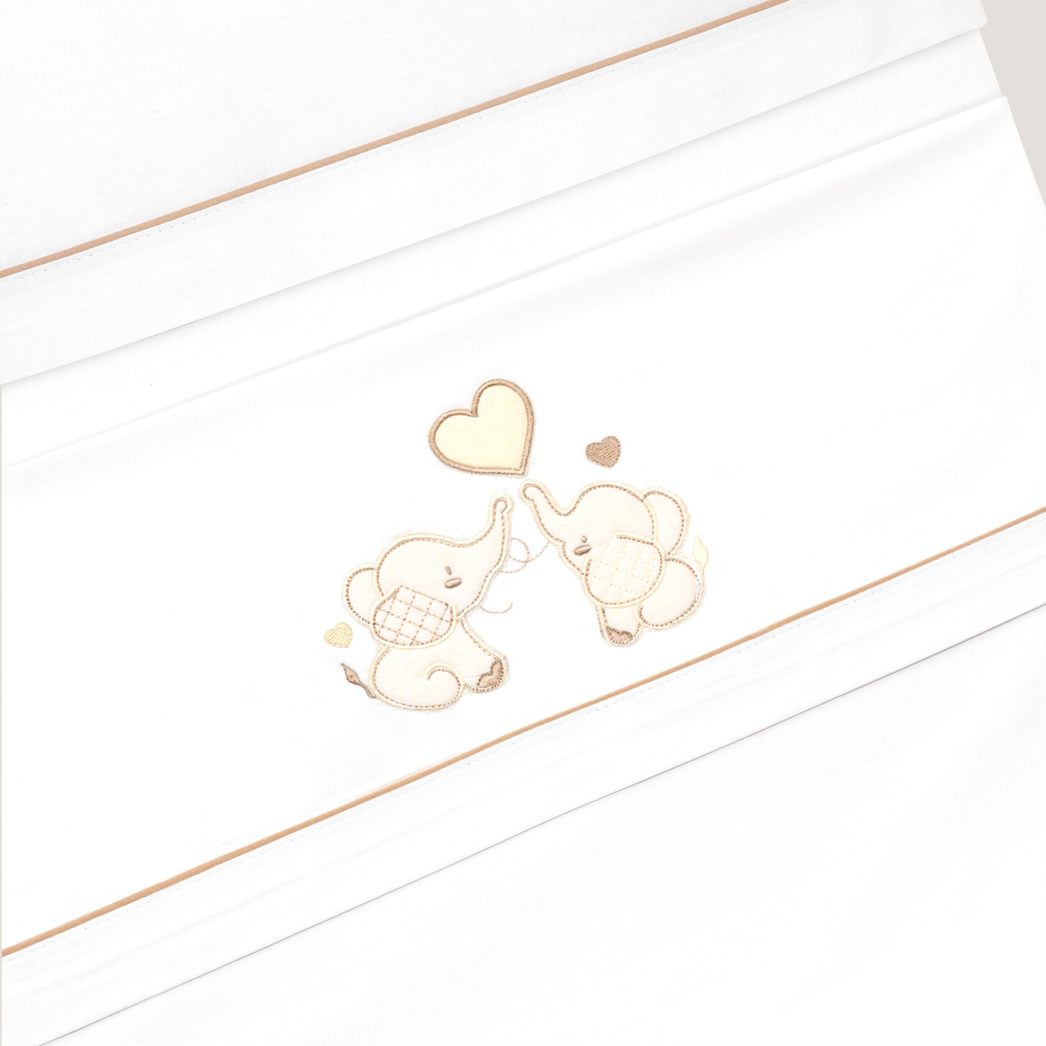 Triptico Cuna Parejita Elefante + Broche Bco/Beig