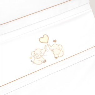 Triptico Cuna Parejita Elefante + Broche Bco/Beig