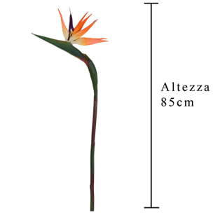 Strelitzia. Altezza 85 Cm - Pezzi 4 - 24X85X3cm - Colore: Arancio - Bianchi Dino - Fiori Artificiali