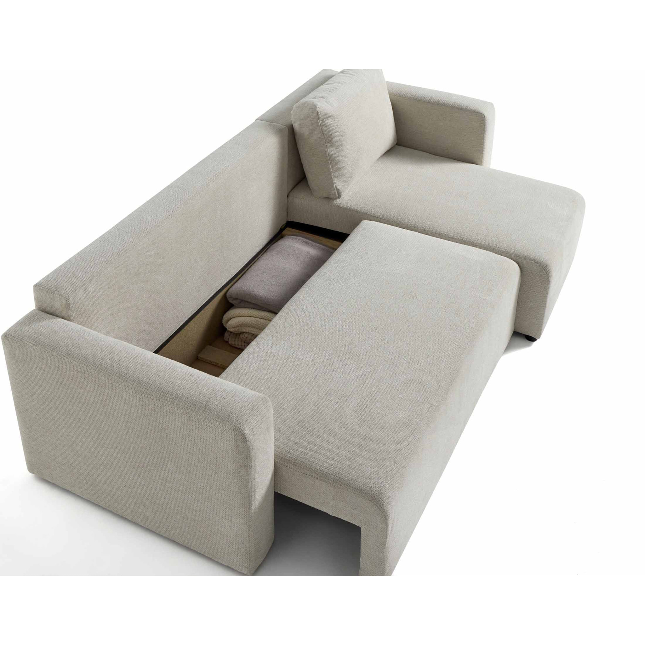 Canopy - canapé d'angle réversible - 4 places - convertible avec coffre - en tissu texturé - Beige