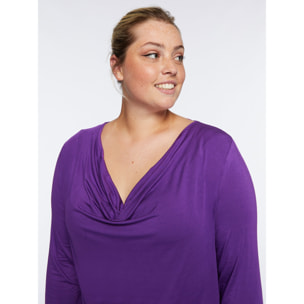 Fiorella Rubino - T-shirt con scollo drappeggiato - Viola