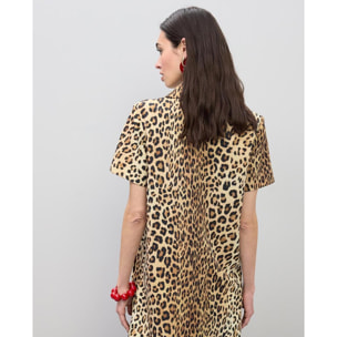 Abito corto con stampa animalier