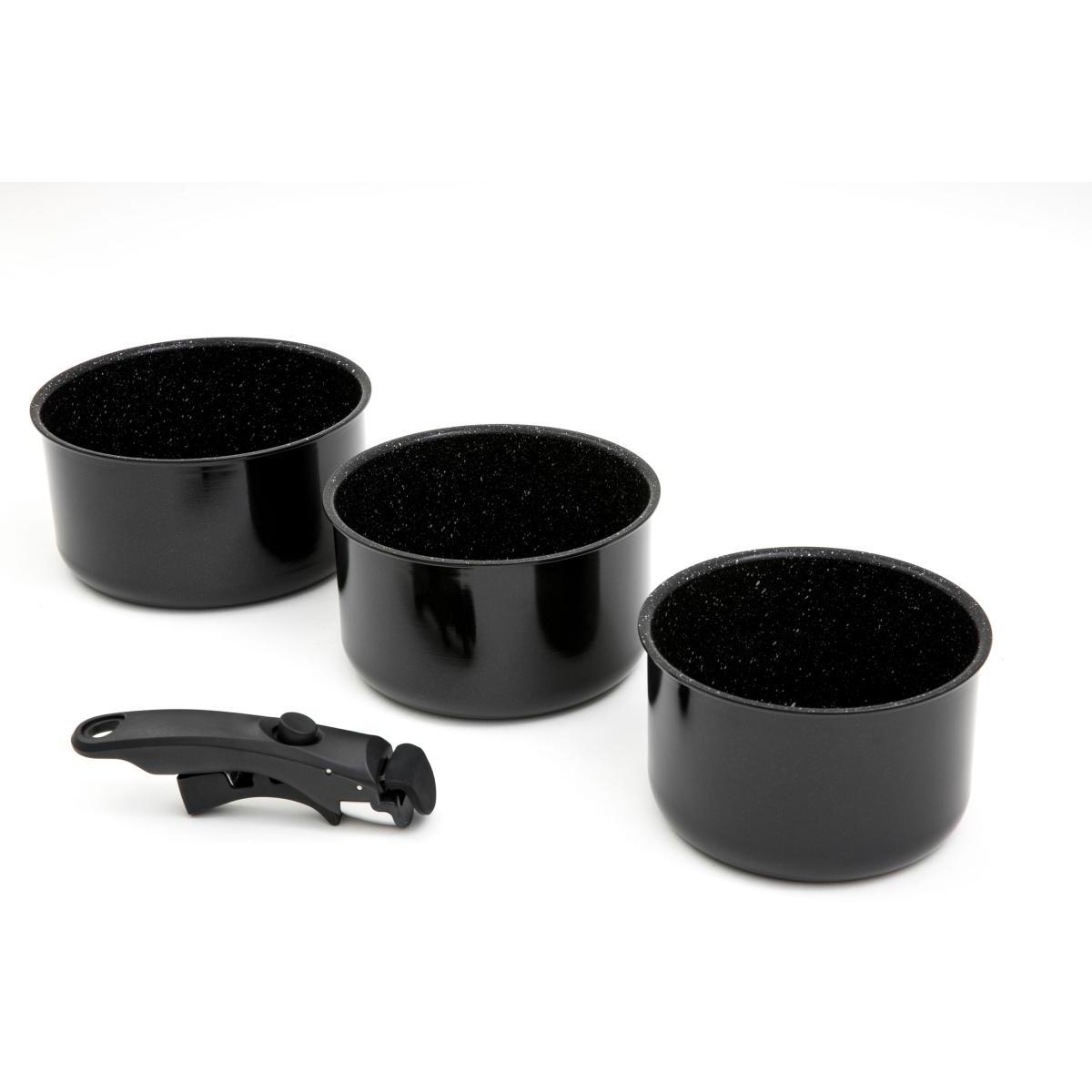 Set De 3 Casseroles Arthur Martin – Aluminium 2,5 Mm, Revêtement Céramique Antiadhésif – Compatibles Induction – 16, 18, 20 Cm