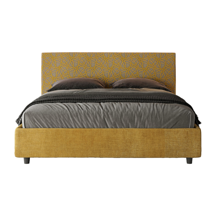 Letto matrimoniale con rete imbottito 160x210 tessuto Era 06 giallo Arla