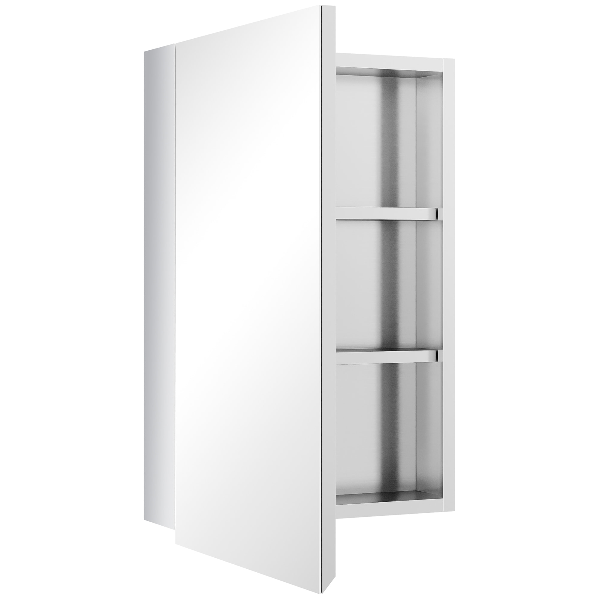 Armoire miroir murale salle de bain toilette dim. 39L x 12l x 60H cm acier inox. verre