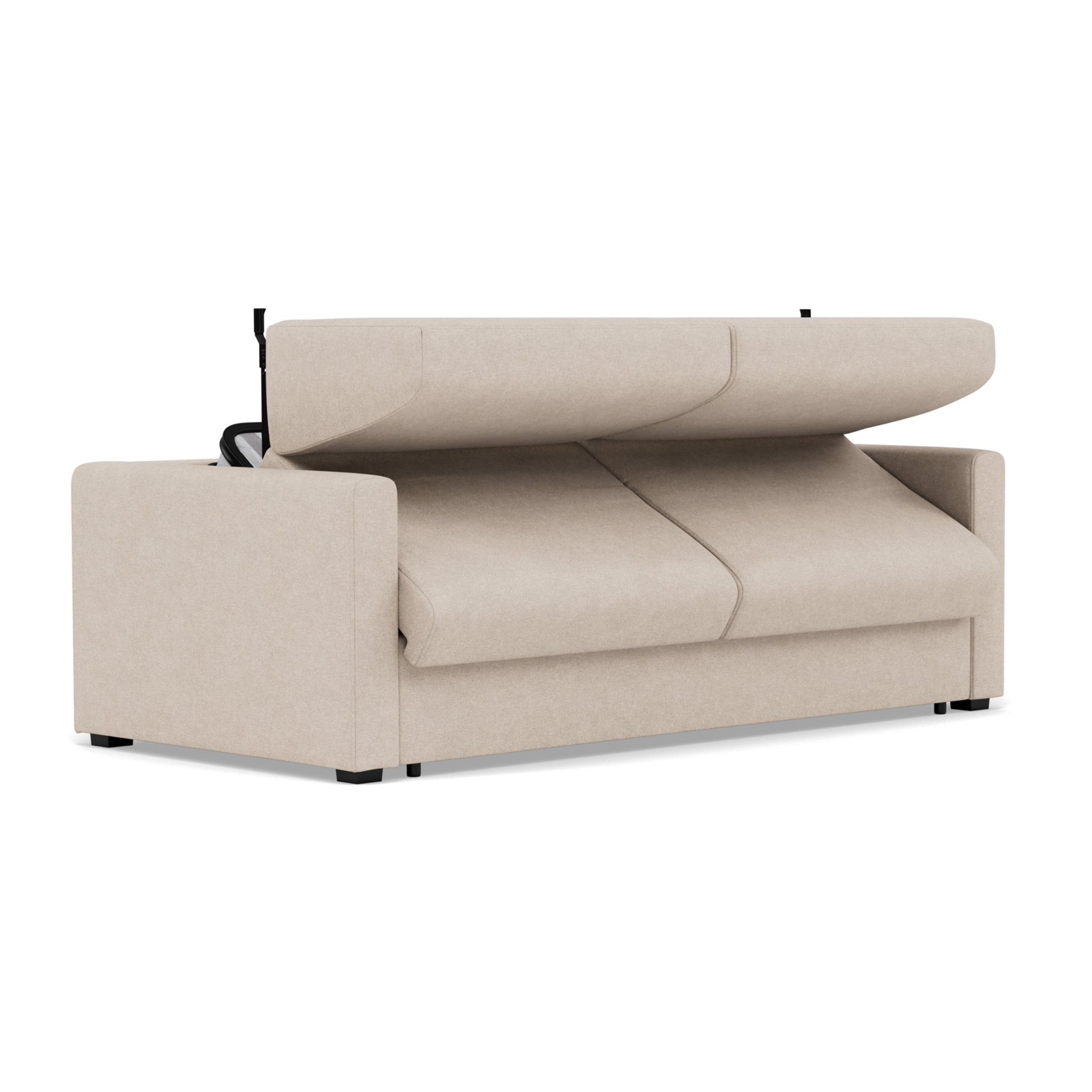 Julia - canapé 3 places convertible couchage quotidien matelas 14 cm en tissu - Beige