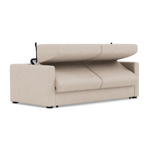 Julia - canapé 3 places convertible couchage quotidien matelas 14 cm en tissu - Beige