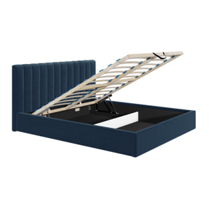 Rosario - lit coffre - 180x200 - sommier inclus - en velours - Bleu