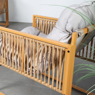 FORLI Salon de jardin 4 places effet rotin coussins gris clair