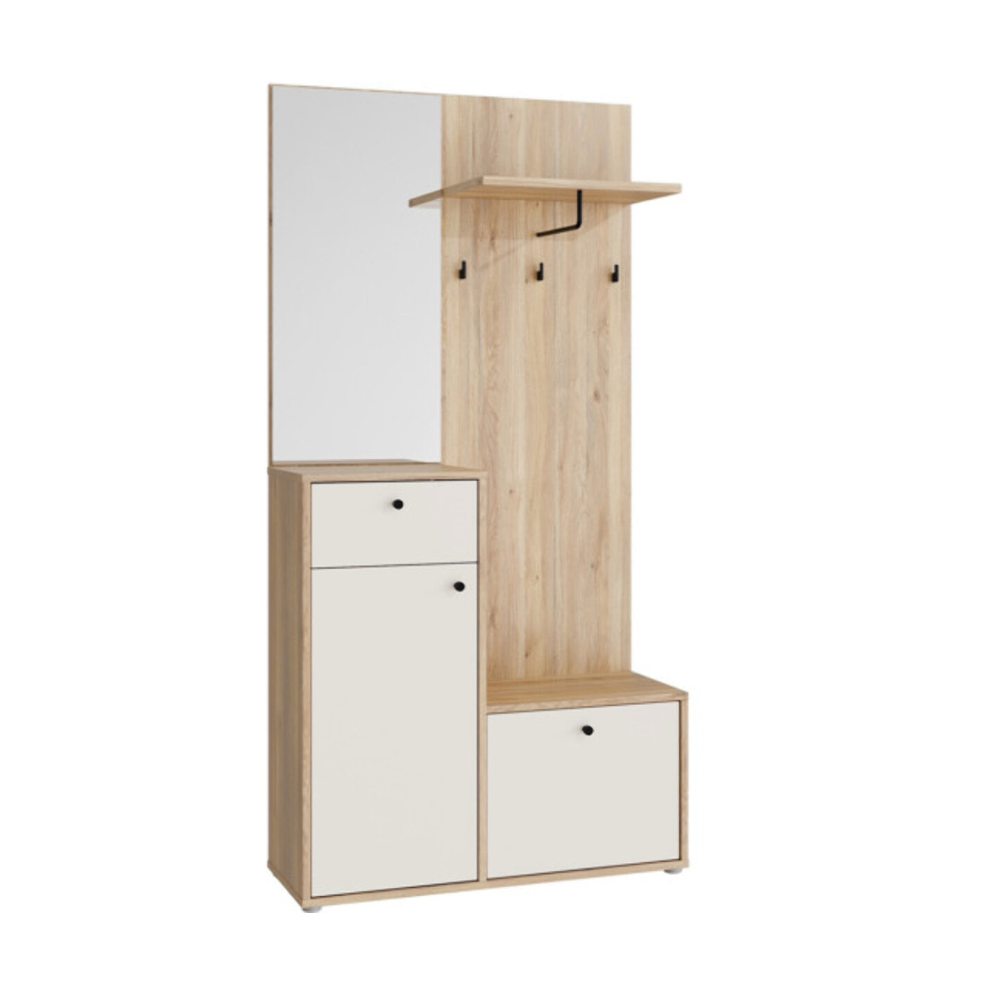 Meuble d'Entrée Décor Bois de Chêne et Sable Miroir - KENDJI