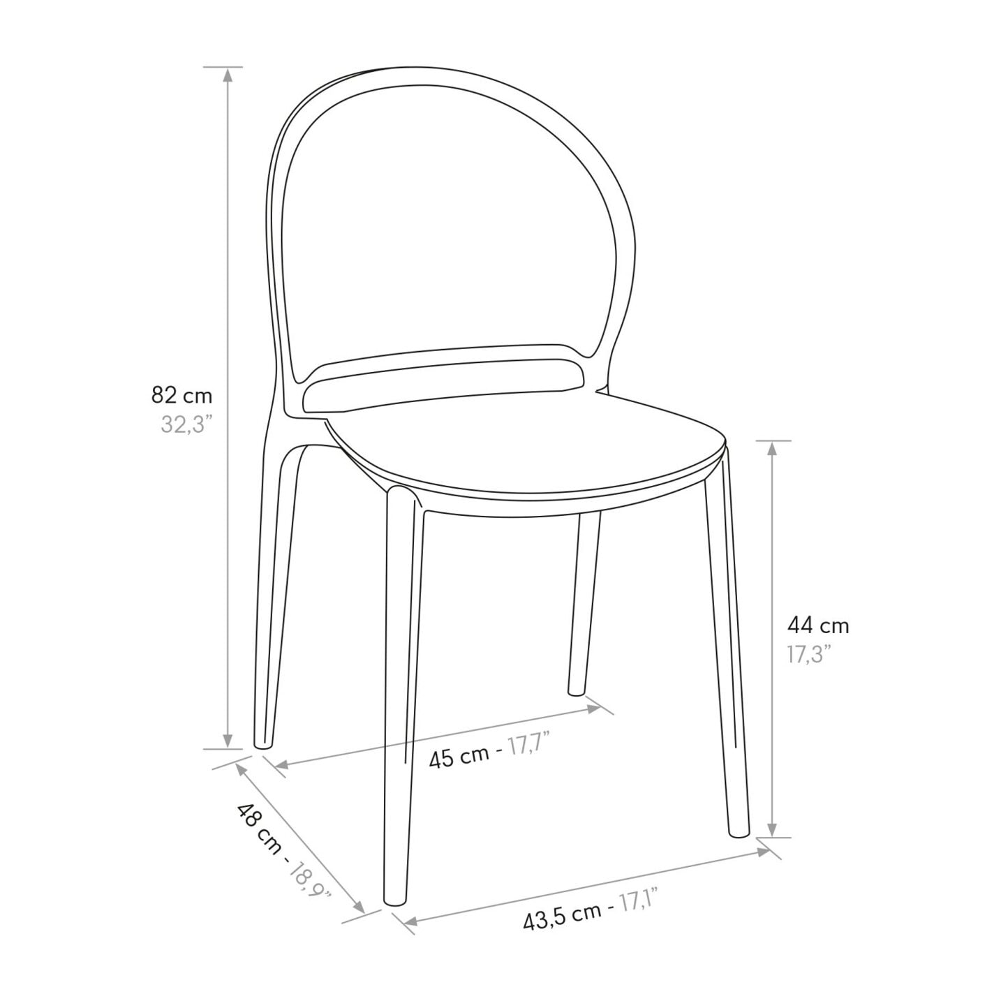 Set di 4 sedie MARBELLA in polipropilene nero