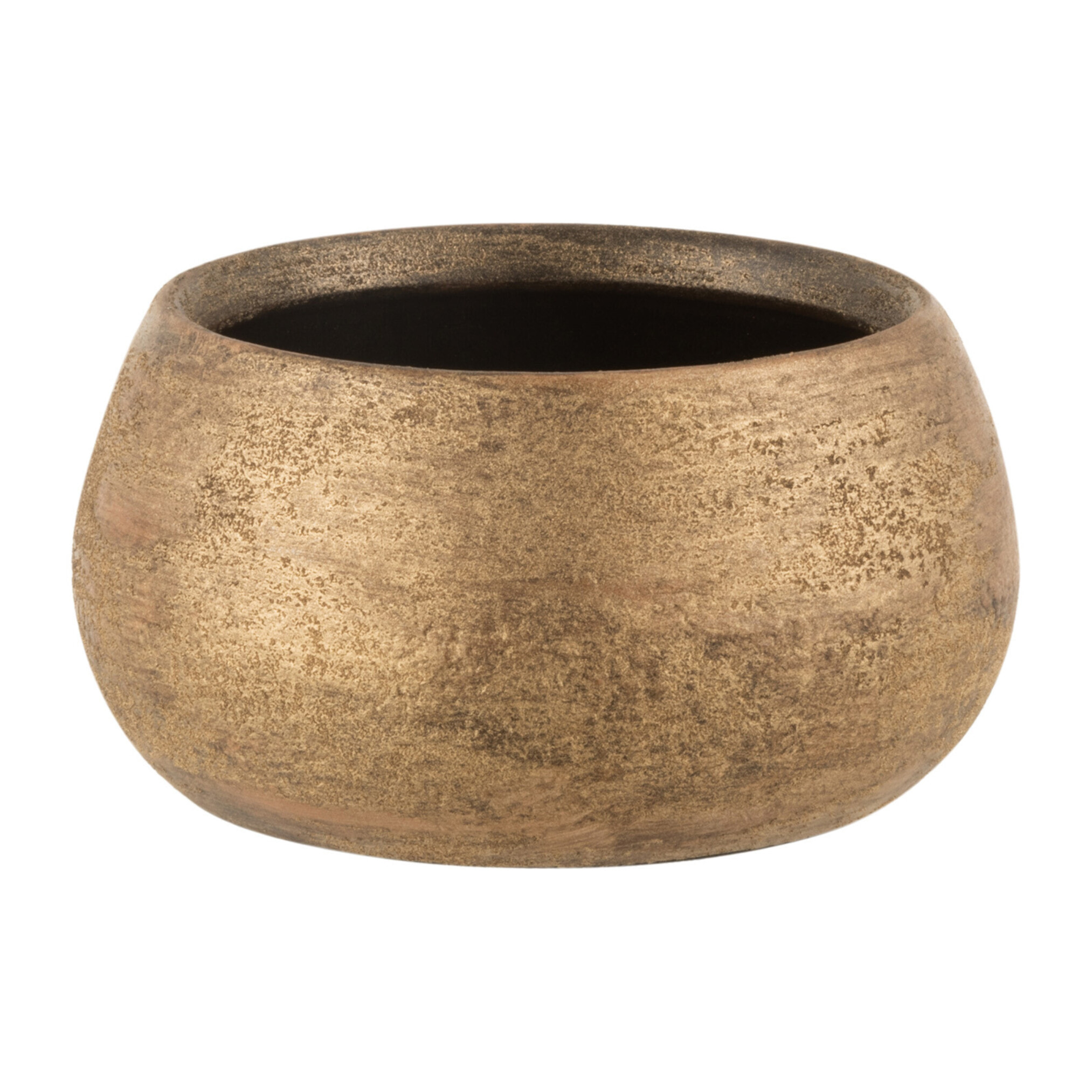 J-Line cache-pot Irrégulier Bas Rugueux - céramique - or - 2 pièces - Ø 22 cm