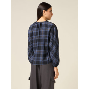 Oltre - Camicia misto viscosa a quadri - Blu