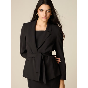 Oltre - Blazer con fajín para anudar - Estampado negro