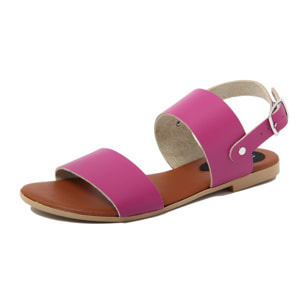 Sandali Flat Made in Italy in pelle colore Rosa, Altezza tacco 1,2 cm