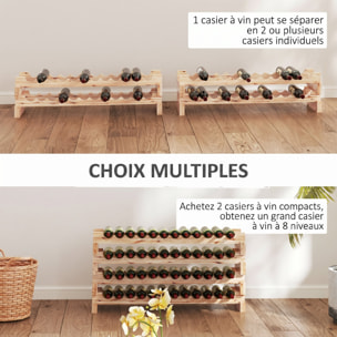 Étagère à bouteilles casier à vin range bouteilles horizontal 4 niveaux 48 bouteilles max. dim. 114L x 28l x 56H cm bois