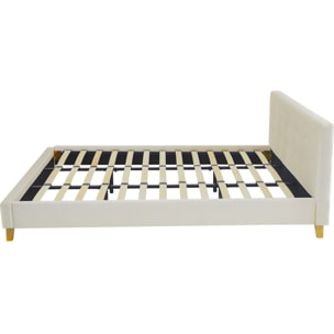 Lit avec tête de lit en velours - MILO