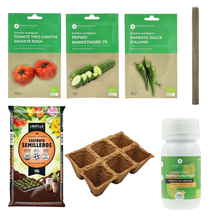 PLANETA HUERTO | Pack Cultiva tu Propio Gazpacho Andaluz Ecológico – Ingredientes Naturales para un Auténtico Gazpacho Casero