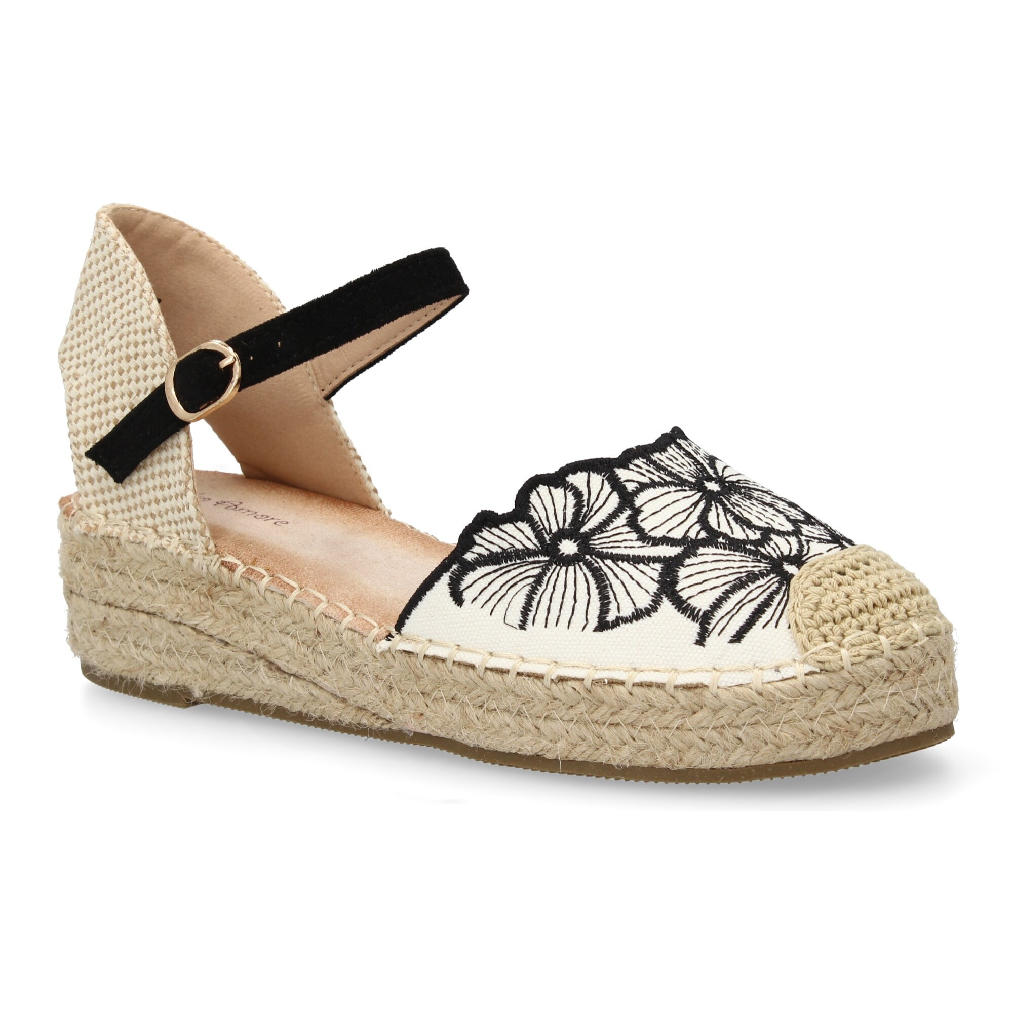 Sandalia de cuña de yute para mujer, comodas y elegantes, diseño de flores