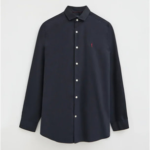 Camicia blu marino slim fit con logo Rigby Go