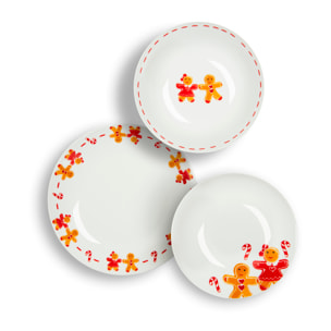 Service 18 assiettes Excelsa Ginger Boy&Girl, porcelaine, multicolore