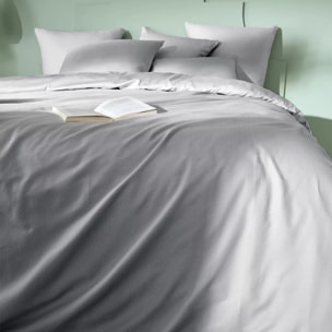 Housse de couette satin de coton motif jacquard gris Vibrato glacier