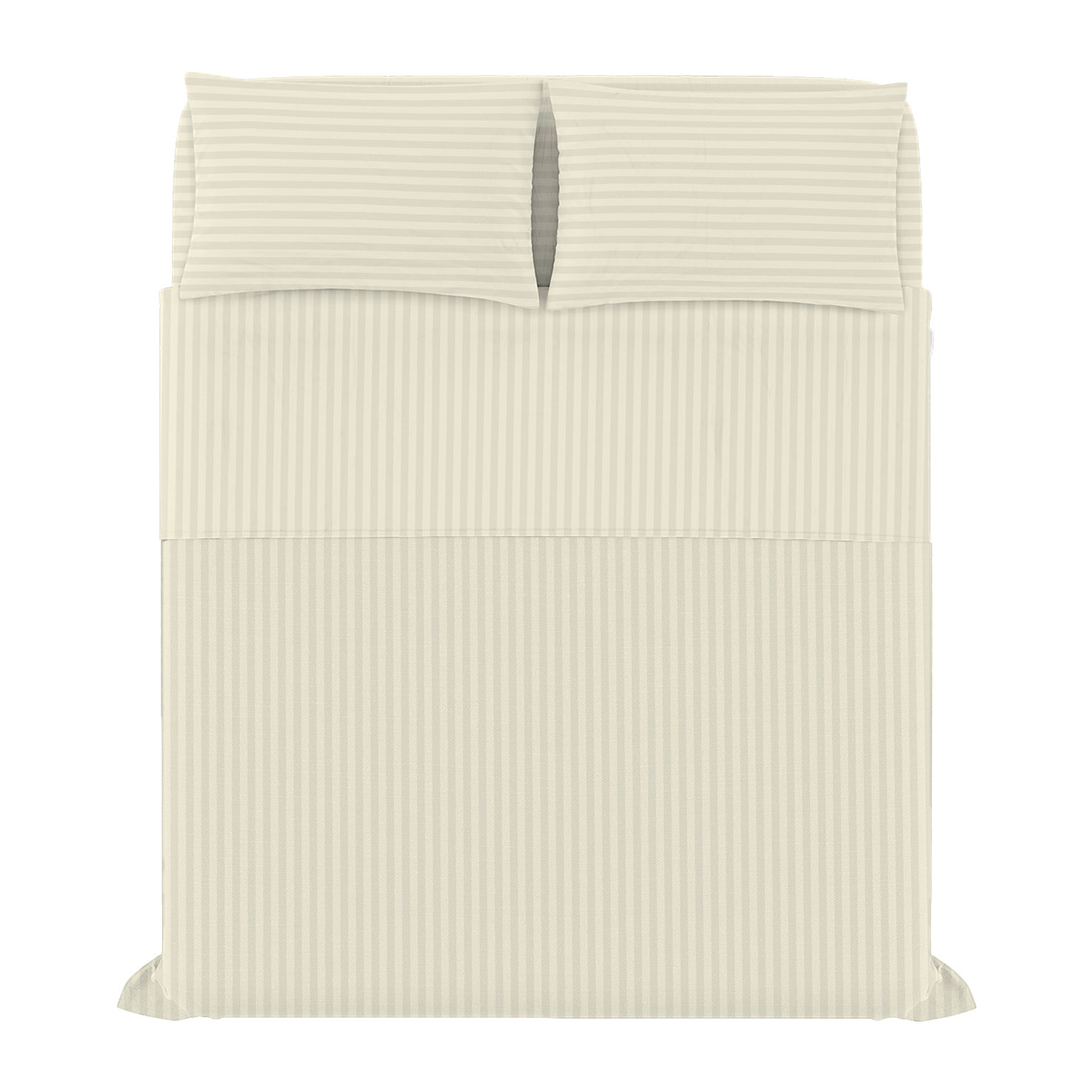 COMPLETO LETTO SATIN STRIPES, 100% Raso di Poliestere, Tinta Unita, Made in Italy - PANNA