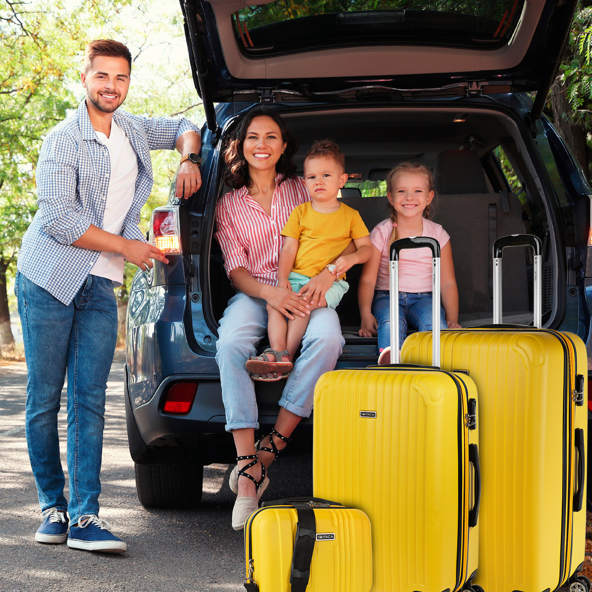 Juego De Maletas Rígidas Abs Itaca Sevron Amarillo