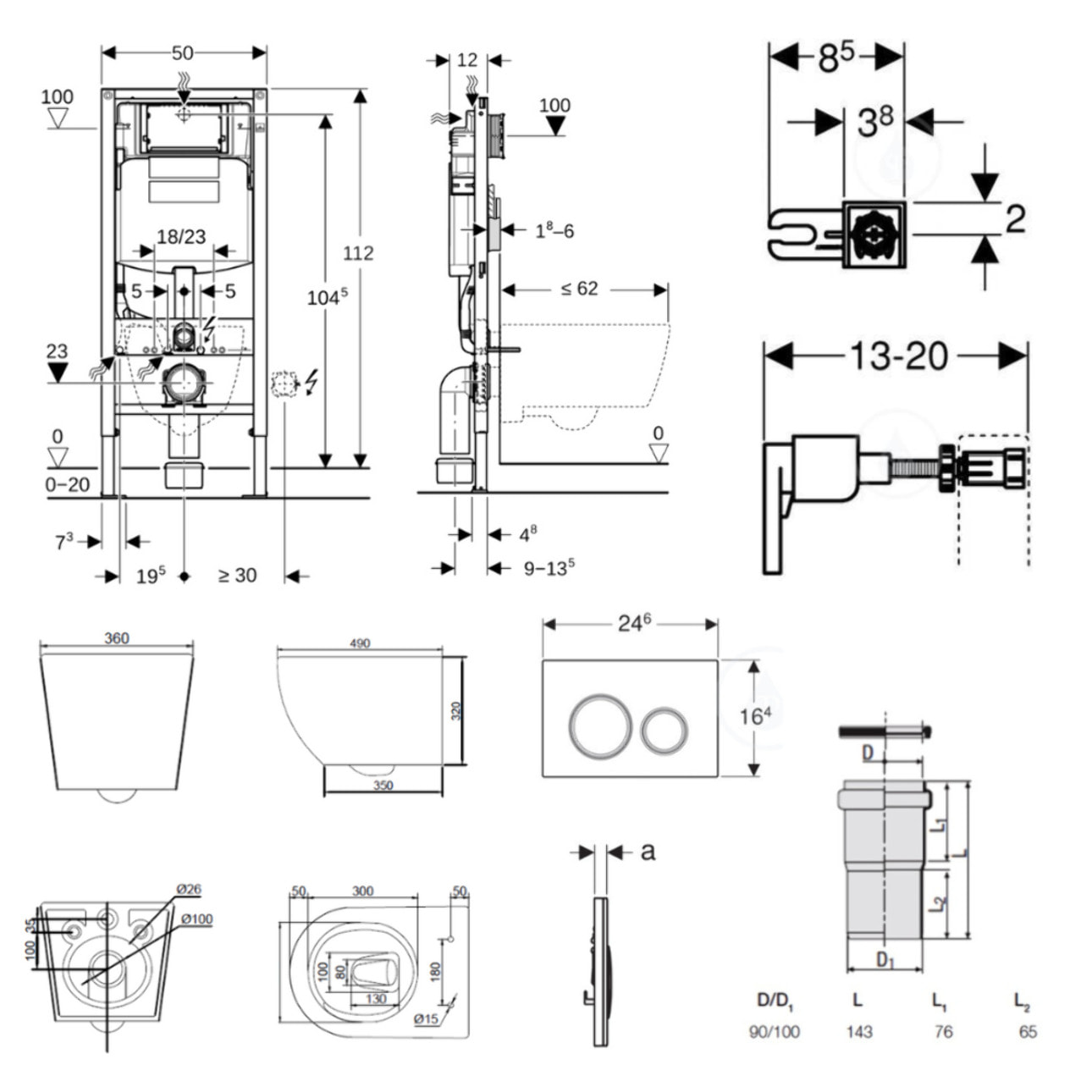 Duofix pack WC bâti-support + WC suspendu sans bride Ceramia PixL avec abattant SoftClose + plaque (GECEPXWT04-FR)
