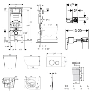Duofix pack WC bâti-support + WC suspendu sans bride Ceramia PixL avec abattant SoftClose + plaque (GECEPXWT04-FR)