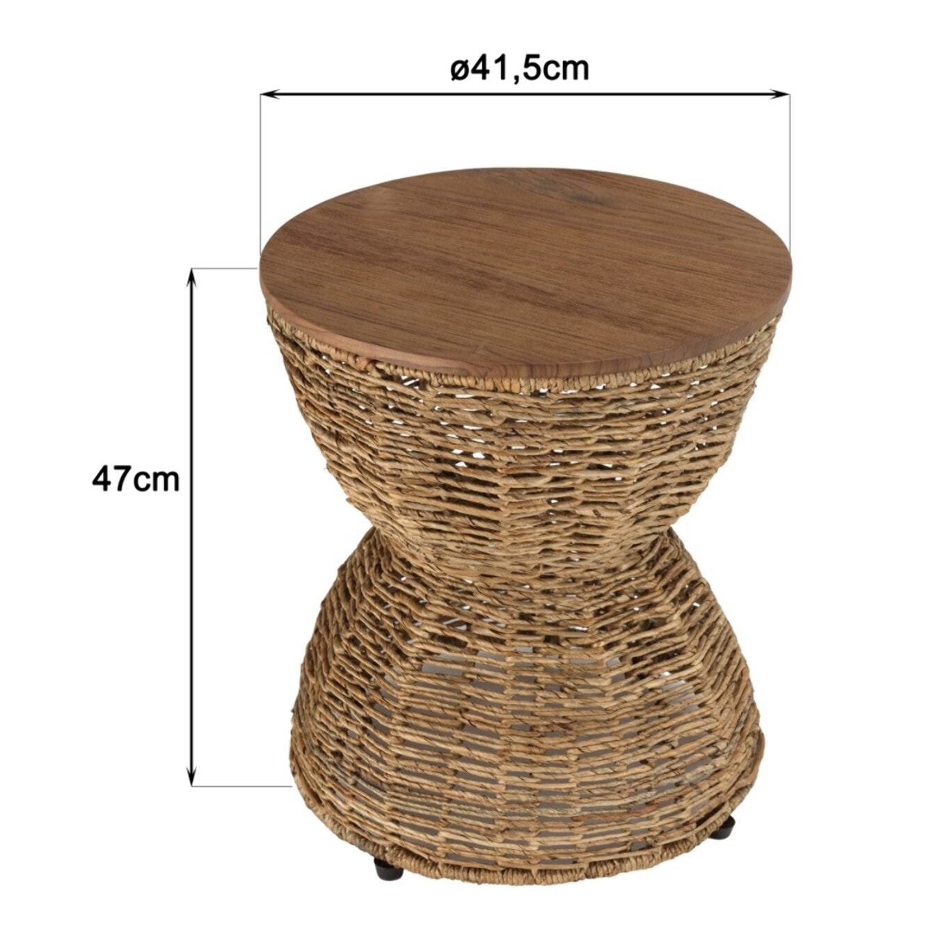 SIXTINE - Tabouret marron assise en bois de teck recyclé