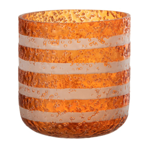 J-Line photophore Lignes - verre - orange/blanc - large