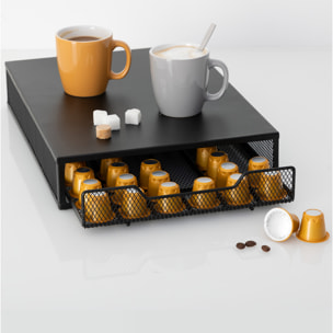 Porte-capsules x60 avec tiroir noir "Mayaj"