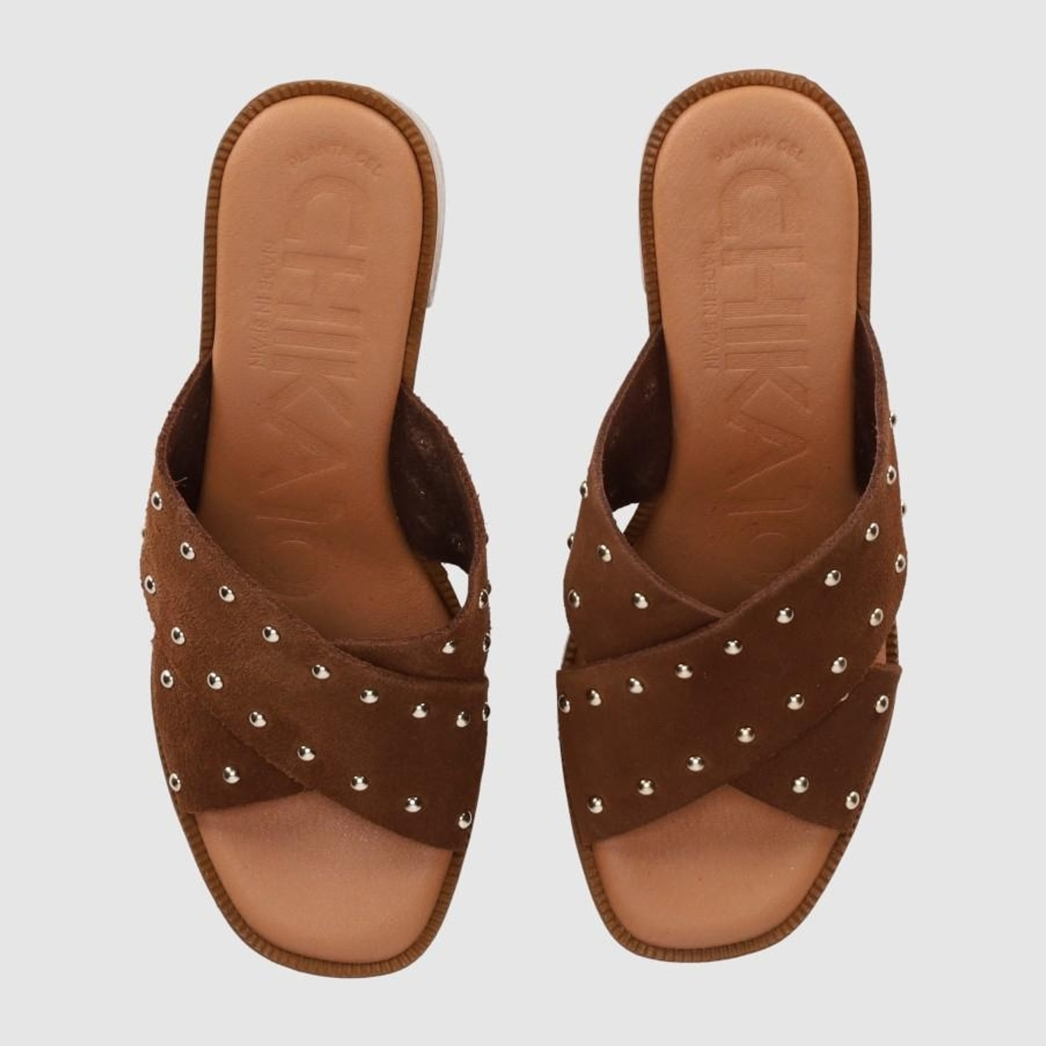 Sandalias de Serraje - Nogal - Tacón: 8 cm